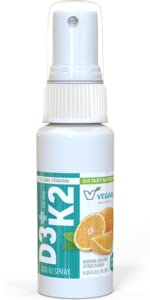 Vegan Life Nutrizione Vitamina D3 e K2 Spray orale Supplemento, 0.65 once