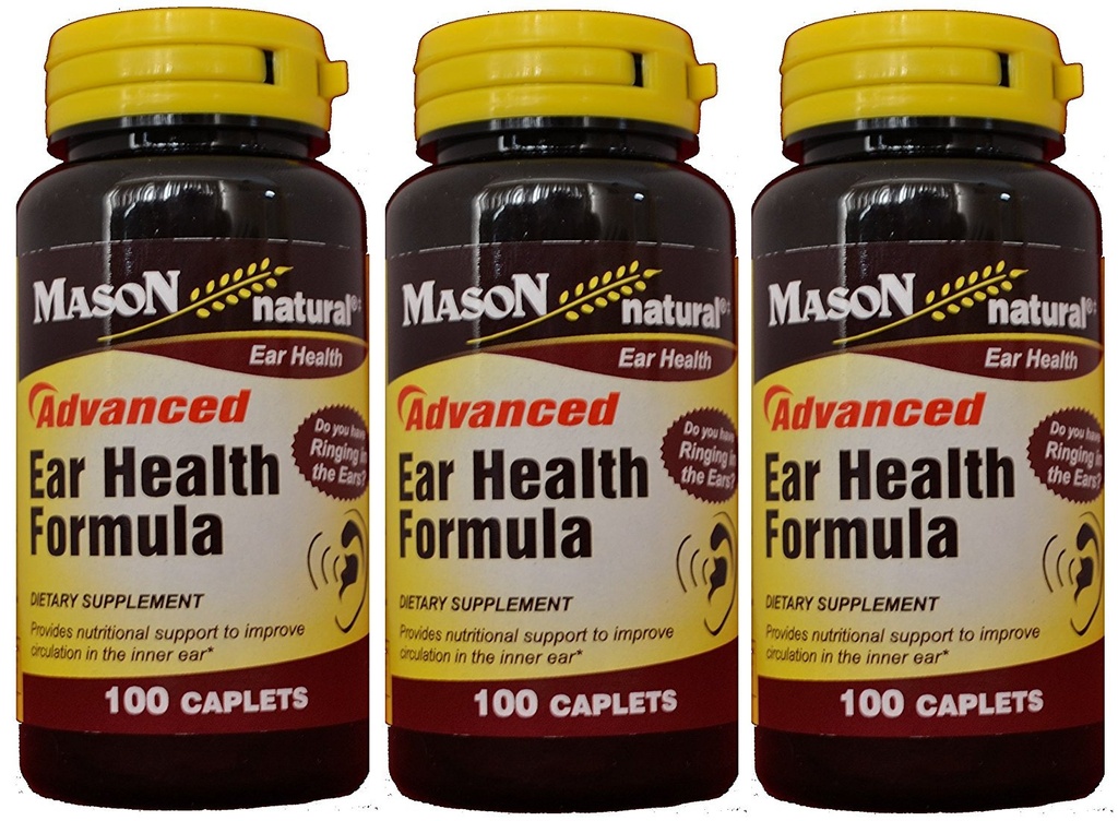 Mason Natural Advance Ear Health Formula Bioflavonoids Plus 100 Caplets per Bottiglia Confezione da 3 Caplets Total 300