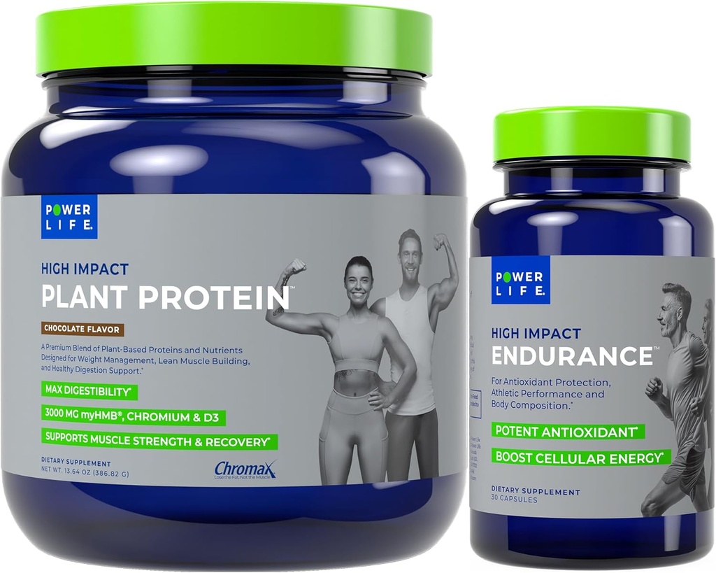 POWERLIFE Proteina delle piante ad alto impatto (Chocolate - Nuova Formula) con 3000 MG di HMB, Senza zucchero Aggiunto, Esclusione ad alto impatto non OGM