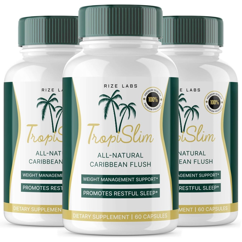 (Official 3 Pack) Tropislim, Tropislim Tutto Natural Caribbean Flush, supplemento di perdita di peso, Tropislim capsule dimagrante per le donne, Stile di vita sano + Fisica Leaner, Recensioni tropicali (180 capsule)