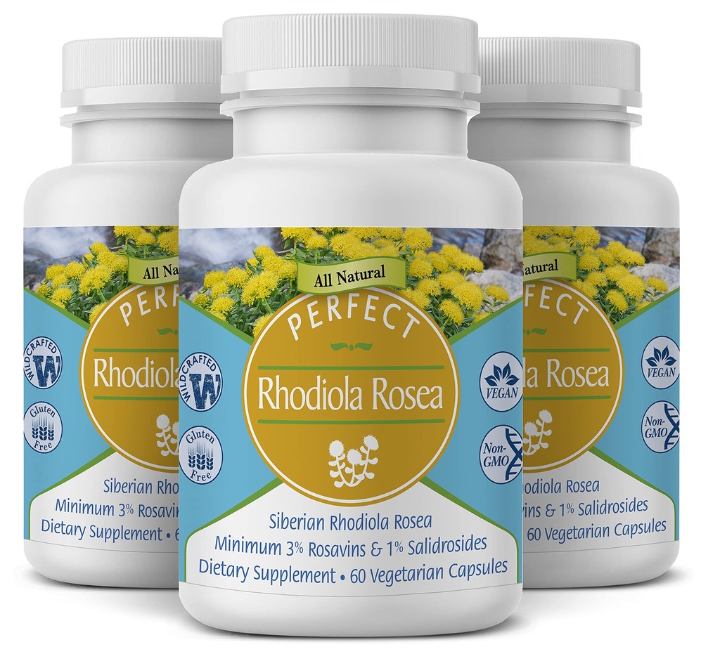 Integratori Perfetti – Perfetto Rhodiola Rosea – 60 capsule – Integratore Naturale Adaptogen – Aumenta l'energia – Migliore messa a fuoco – 3 Pack