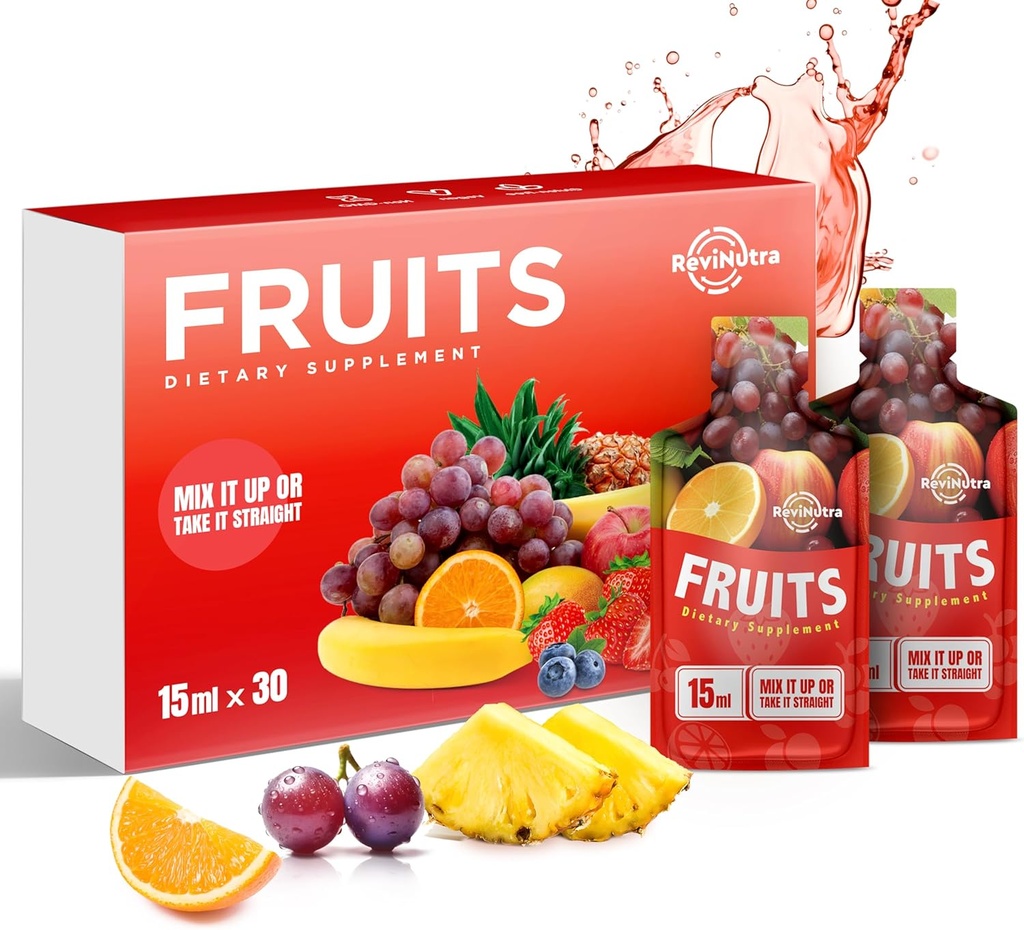 Succo liquido super frutta - 30 Pouches Superfoods Frutta Supplemento per donne, uomini e bambini - Support Energy, Immunity, Digestione & Metabolismo - Vegan, 30 giorni di alimentazione
