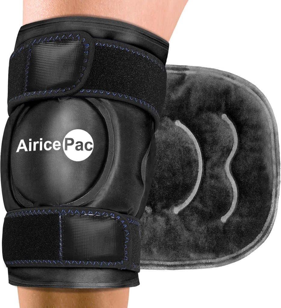 Pacchetto ghiaccio per il sollievo del dolore del ginocchio, Avvolto di ghiaccio riutilizzabile per le lesioni, Gonfiore, Chirurgia di sostituzione del ginocchio, Terapia di compressione fredda per l'artrite, Meniscus Tear e ACL, Nero