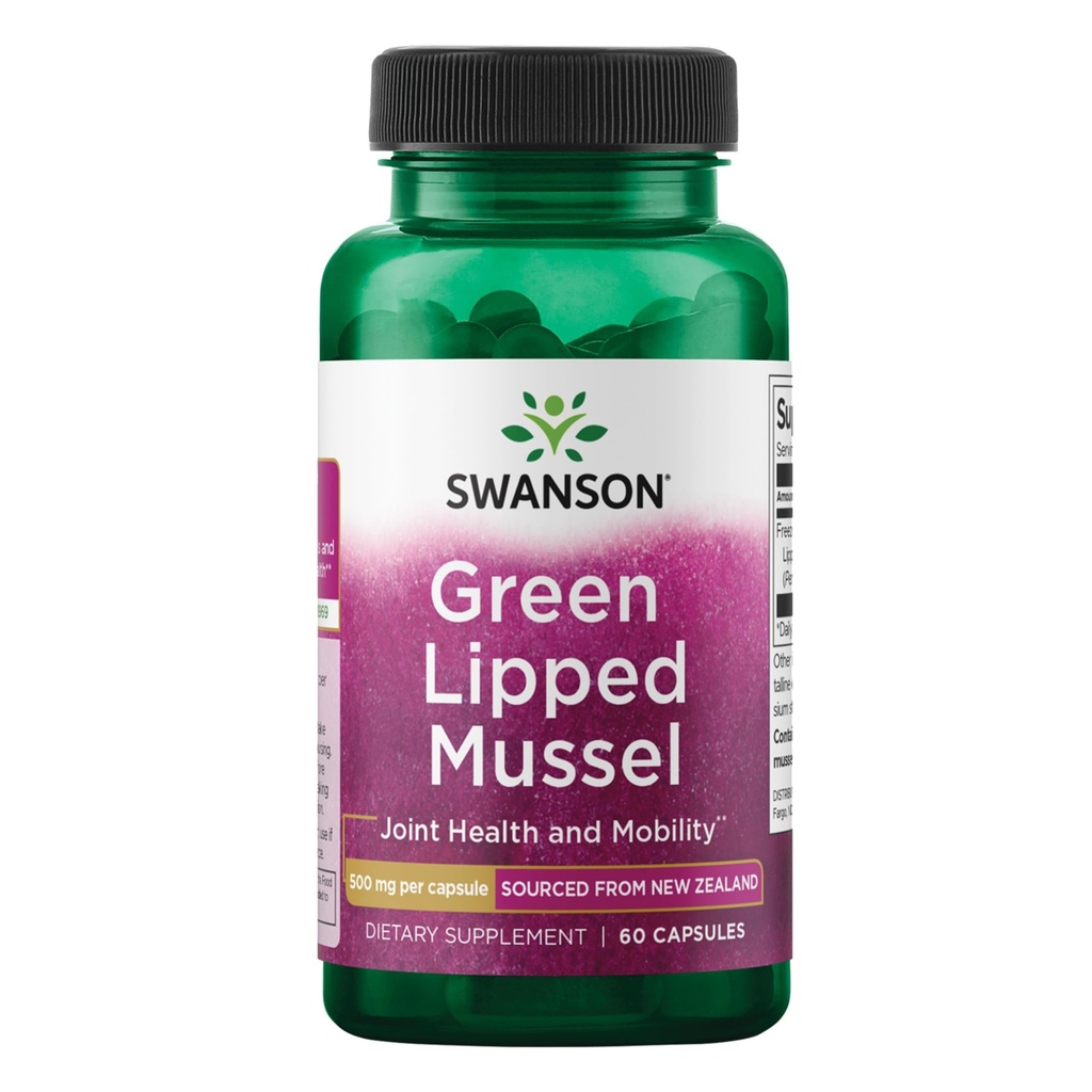 Swanson Green Lipped Mussel (Freeze-Dried) - Nuova Zelanda Joint Health & Mobility Supplement - Formula naturale May Support Heart Health & Digestive Function - (60 capsule, 500 mg ogni)