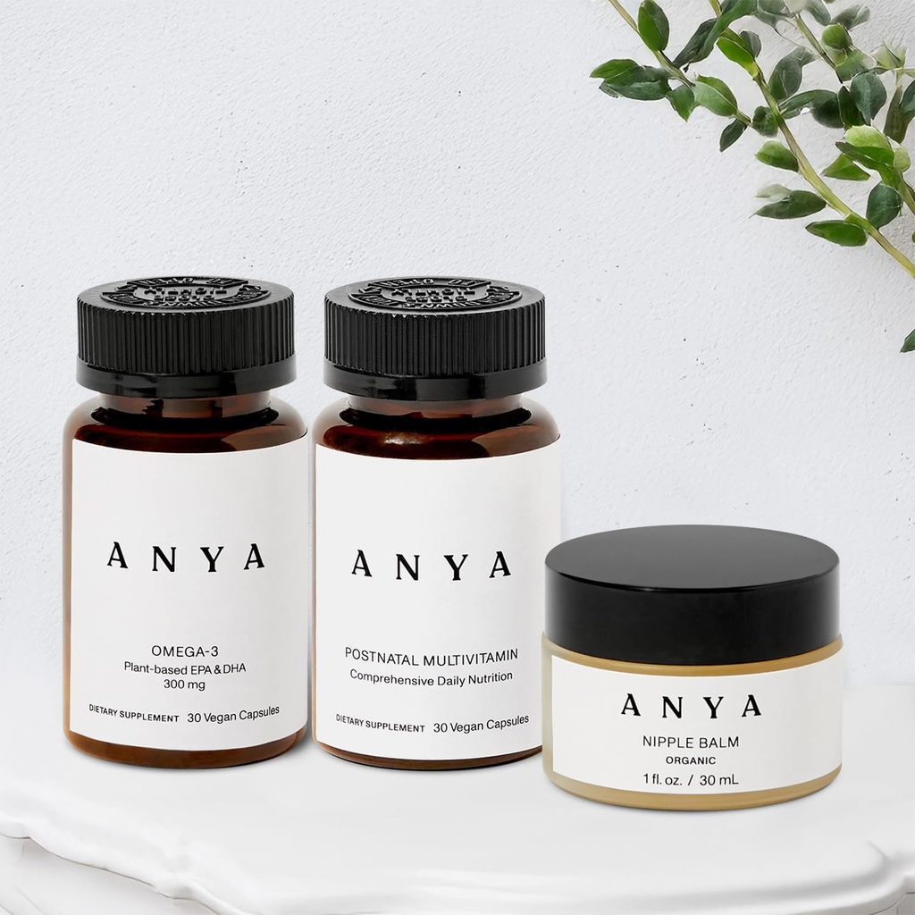 ANYA Multivitamin + Nipple Balm Bundle Postpartum Essentials per le donne, Integratori Postnatal per l'allattamento al seno