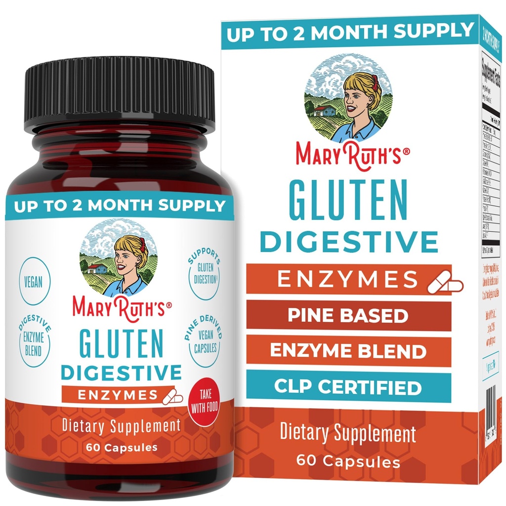 MaryRuth Organics Gluten Enzymes Capsules | Integratore di enzimi per il Gut Health Support | Digestione di glutine | & Absorbimento nutriente | Vegan | Gluten Free | 60 Count