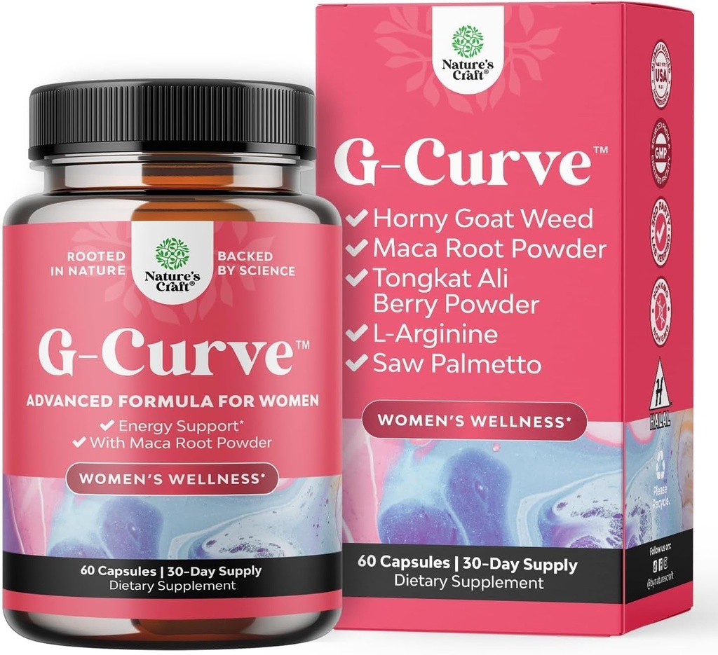 Natura Artigianato G-Curve Butt and Breast Enhancement Pills - Herbal Enhancer May Support Body Sculpting Curve con Saw Palmetto Extract Horny Goat Weed for Women *Risultati Vary 60 Count