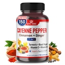 Pepe di Cayenne 7 in 1 - - con zenzero, curcuma, cannella, pepe nero - promuove la funzione di sistema digestivo (alimentazione di 150 giorni)