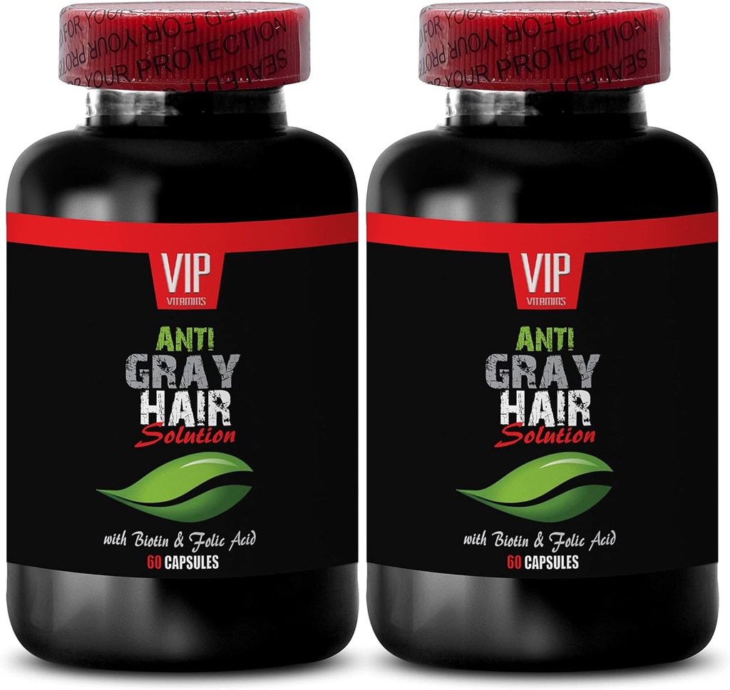 Polvere di biotina pura - Soluzione di capelli grigi - Anti formula di capelli grigi, pillole di capelli grigi, soluzione di capelli grigi, supplemento di capelli grigi, supplemento di capelli grigi per invertire, capelli grigi invertito - 2B 120 Caps