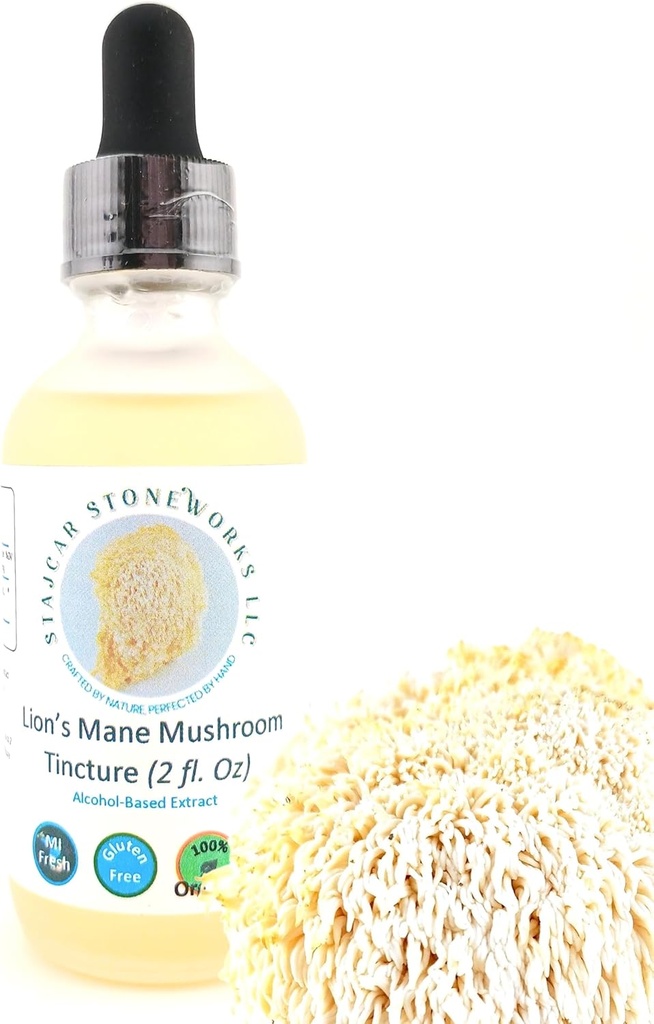 Mane Mushroom Tintura di alcool del leone organico – Salute olistica – 2 oz doppio estratto, Triple-Micron filtrato Fornire Clarity superiore e purezza.