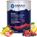 Gnarly Nutrition BCAA Powder, Berry Lemonade – Aminoacidi BCAAS pre-allenamento – Certificato NSF Sport – Integratore per il supporto e la ricostruzione del muscolo – Limonata con caffeina, 10.58 oz