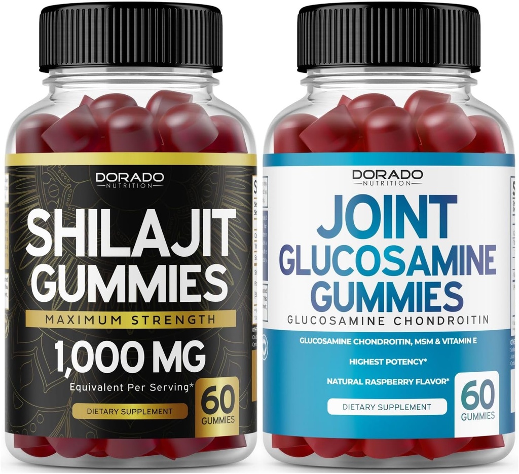 DORADO NUTRITION Shilajit Gummies for Men & Women (60 Gummies) e Glucosamine Chondroitin (60 Conte)