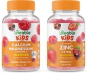 Zinco vitale 25mg Bambini + Calcio Magnesio Bambini, Gummies Bundle - Grande Degustazione, Supplemento di vitamina, Senza glutine, OGM libero, pancia masticabile