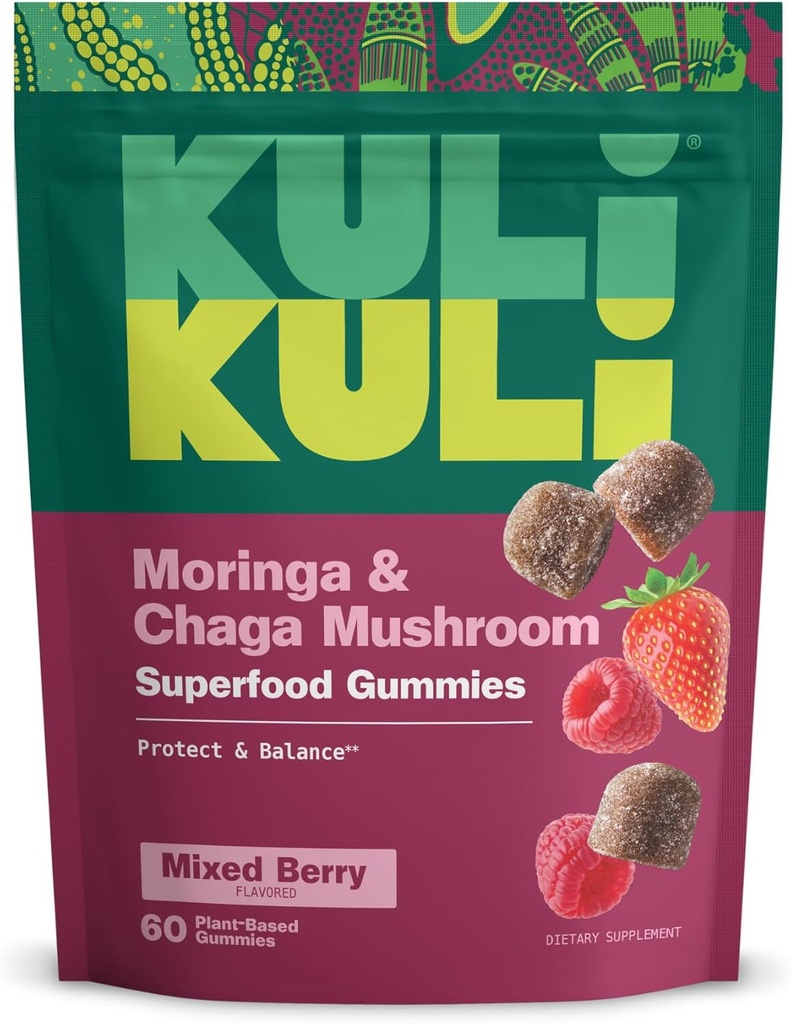 Kuli Kuli Super Energy Gummies - Integratori Energetici con Moringa, Caffeine-Free Natural Energy Booster - 60 Non OGM, Gluten-Free Moringa Gummies