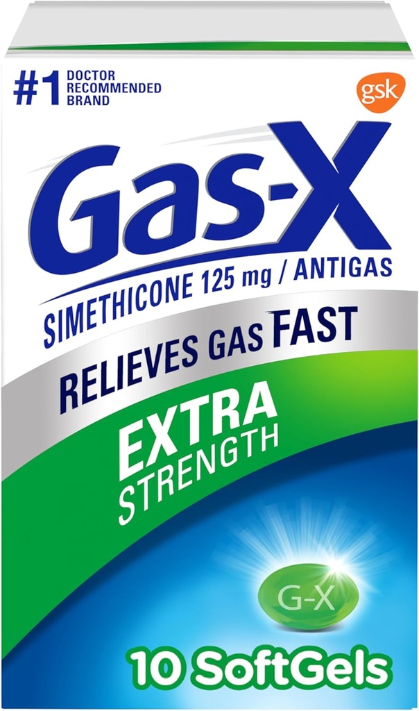 Rilievo Gas-X ad alta resistenza Softgels con Simethicone 125 mg - 10 conte