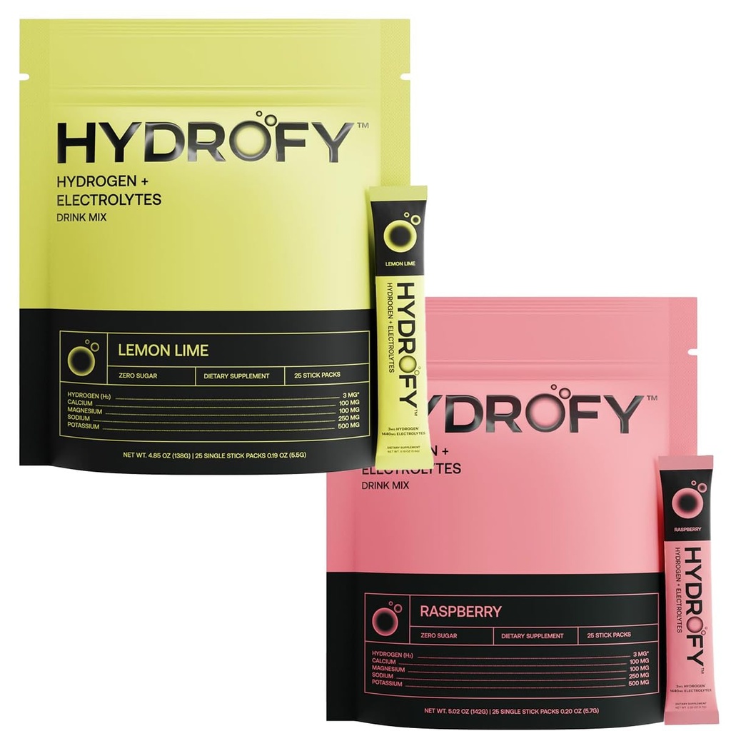 Acqua di idrogeno + Elettroliti Bere Mix Raspberry e Lime Bundle 50 Serve | Pacchetti di Idratazione Superiore con Idrogeno Molecolare (H2), Sodio, Potassio, Magnesio, Calcio e Minerali