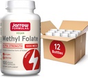 Jarrow Formulas Methyl Folate 1000 mcg, Supplemento dietetico, Folato di metile per il supporto di energia cellulare, 100 capsule di verdure, alimentazione di 100 giorni, (pacchetto di 12)