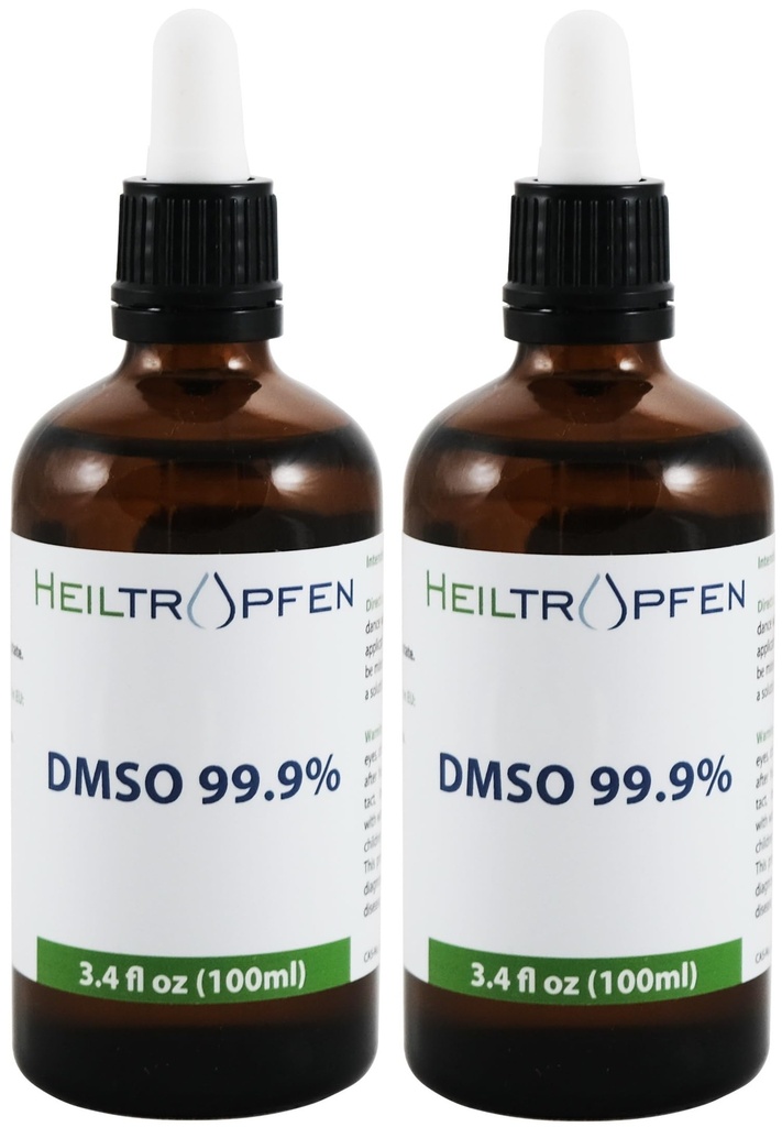 2X DMSO 99.9% Ingredienti di grado Pharma | Basso odore - Liquido dimetil solfossido | 2X 3,4 Oz - 2X 100 ml | Purezza elevata | Set di due | Heiltropfen®