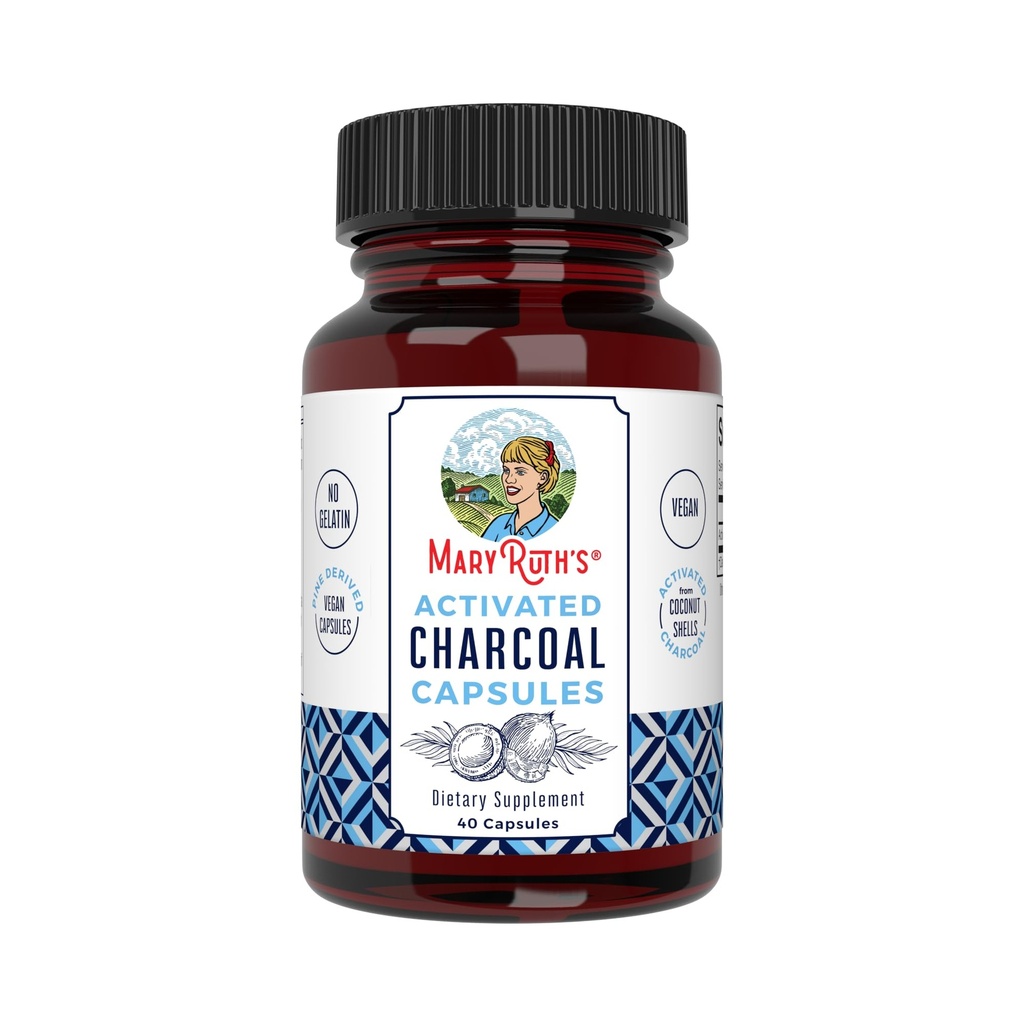 MaryRuth Organics Activated Charcoal Capsules | Substance Adsorption | Derivati da Coconut Shells | Capsule Vegan da Pine Trees | Non-GMO | Gluten Free | 40 Count