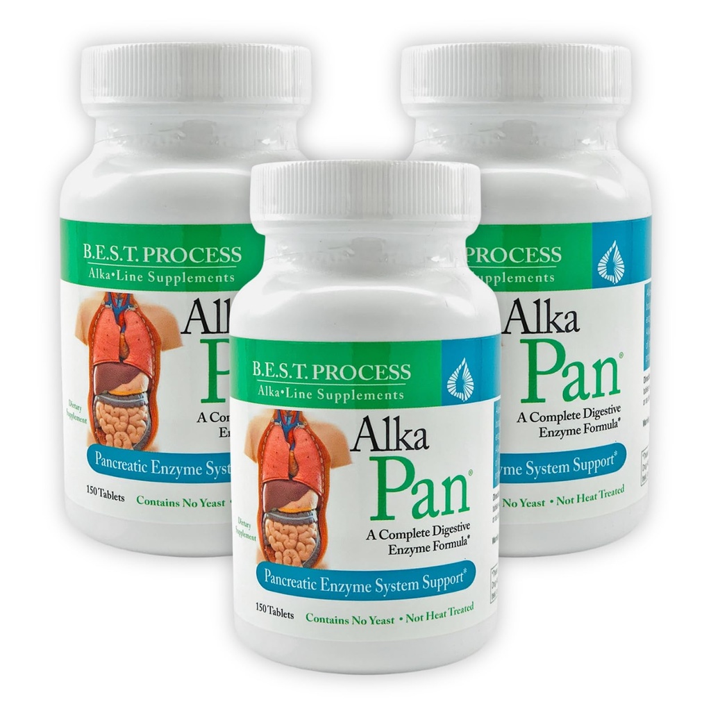 Alka•Pan (3 Pack) Migliore alcalina di processo — Supplemento digestivo naturale — Enzimi pancreatici con Antiossidante-Rich Superfoods & Erbe digestive