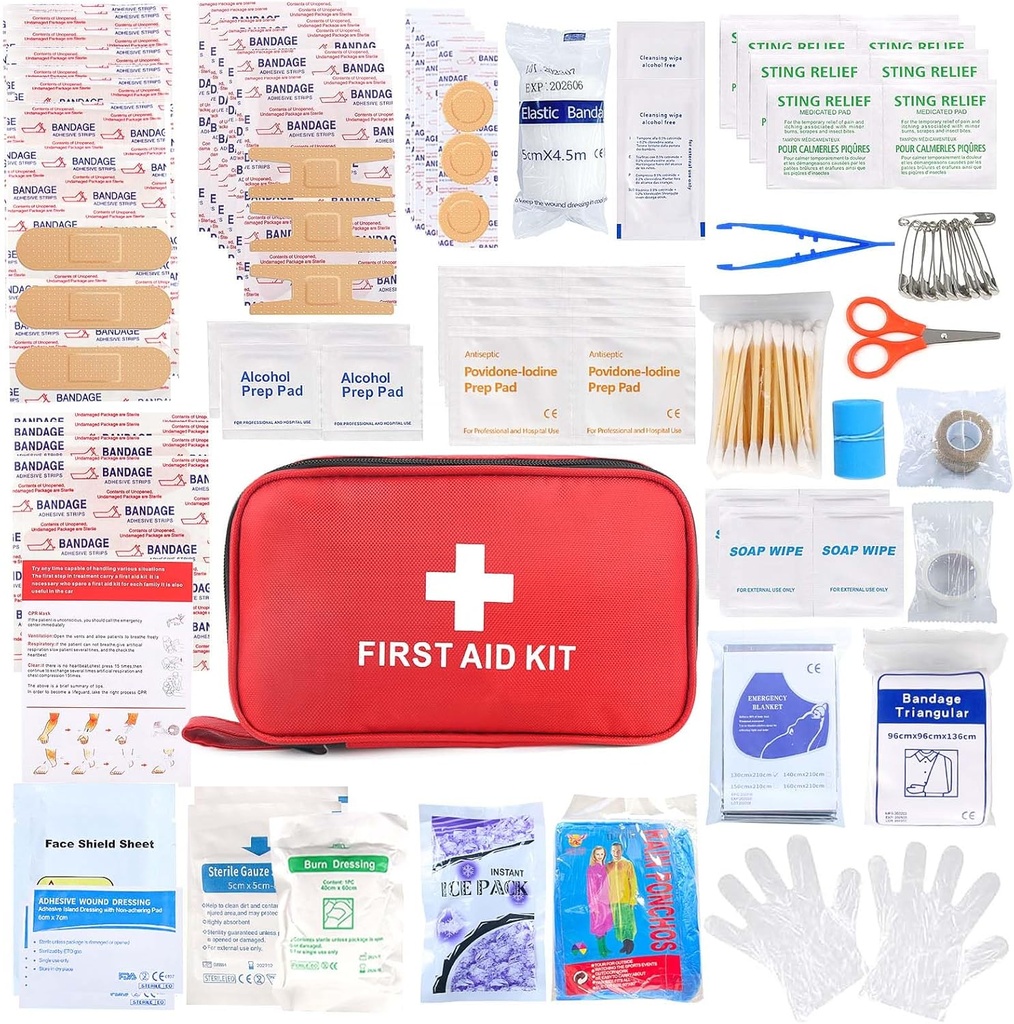 Kit di pronto soccorso 194 Piece Kit di emergenza per escursionismo Kit Trauma per veicoli barca Kit di aiuto compatto per la sopravvivenza all'aperto di viaggio per auto