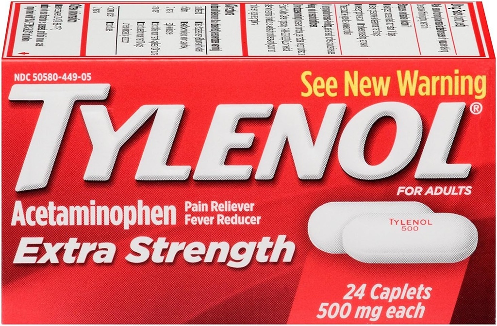 TYLENOL Extra Forza Acetaminofenina 500 mg Caplets 24 ciascuno