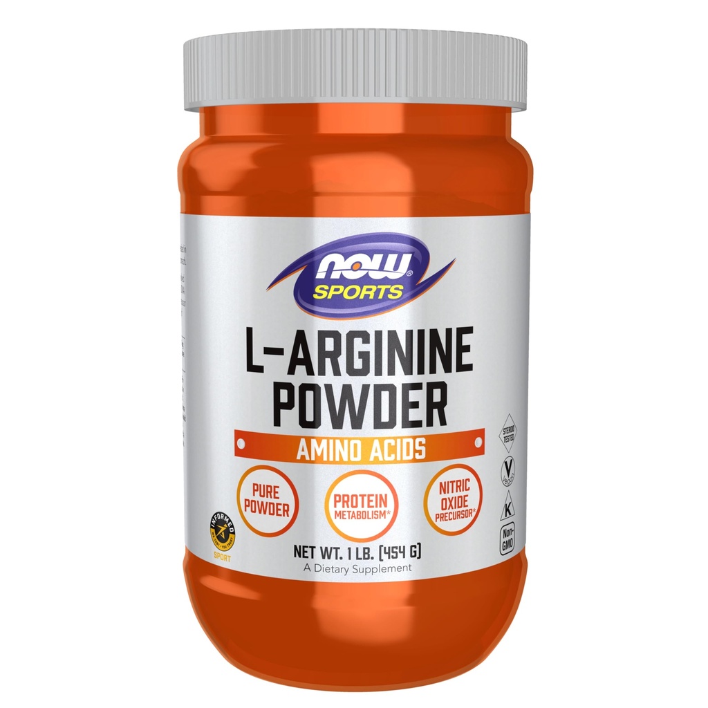 NOW Nutrizione sportiva, Polvere di L-Arginina, Precursore di Ossido Nitrico, Aminoacidi, 1-Pound