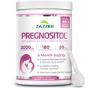 Zazzee PREGNOSITOL Powder, 6 mesi di alimentazione, Myo-Inositol e D-Chiro-Inositol 40:1 Miscela di fertilità, Scoop gratuito per il dosaggio esatto, Formula bilanciata Premium, 183 Serve, Vegan, All-Natural e Non-GMO
