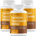 Tocotrienoli Liposomali 1000mg - Alta biodisponibilità Vitamina E Tocotrienols Integratori,95% Delta & 5% Gamma Tocotrienol Capsules Support Skin,Bone,Antiossidante,180 Softgels