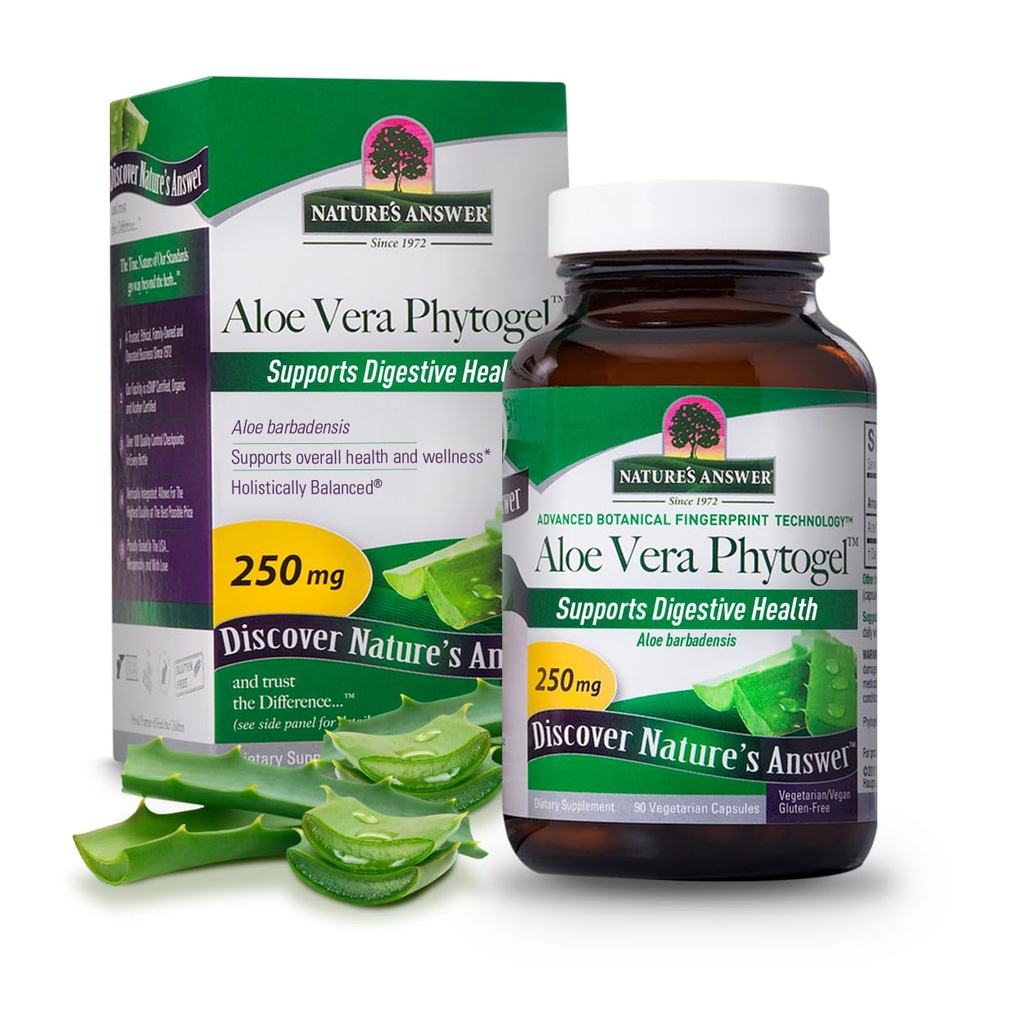 Aloe Vera Phytogel | Supporta la salute digestiva | Vegan, Non OGM | Capsule vegetali 90Ct