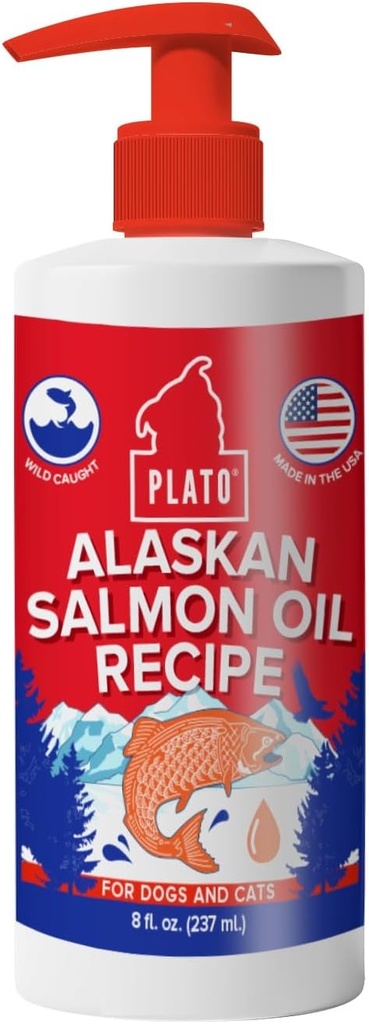 PLATO Wild Alaskan Salmon olio Kibble Topper - Boost Dog Food con Omega 3 & 6 acidi grassi - Per la pelle sana & Coat - 8 once