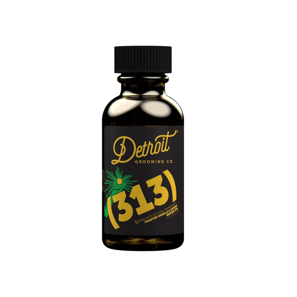 Detroit Grooming Beard olio | Hydrating & Nourishing Formula con Sweet Almond & Vitamin E | Vanilla & Amber toasted • 313 Scent (1 oz)