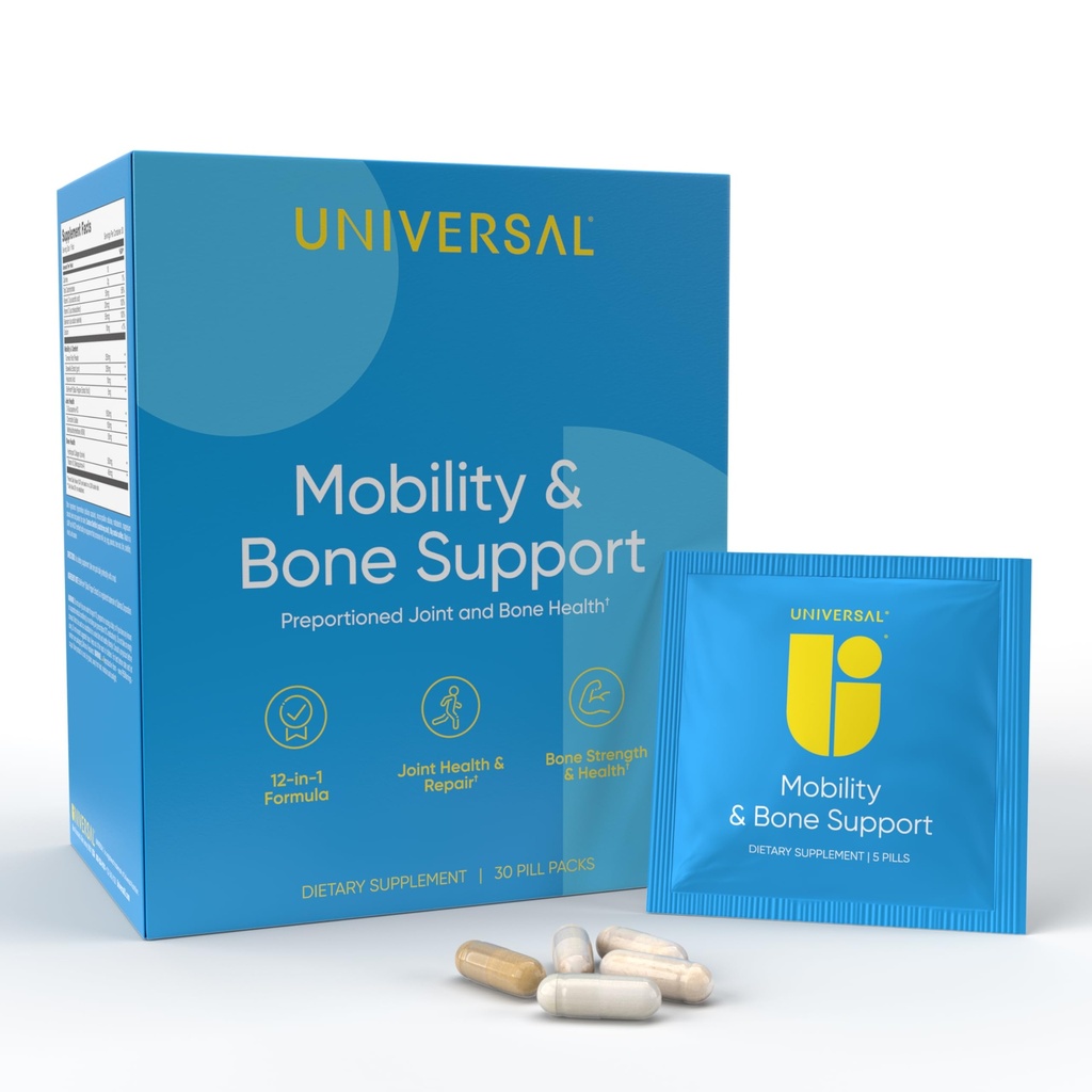 Mobility & Bone Support Daily Multivitamin - 12-in-1 Bone, Knee, Cartilage, Ligamento, Supplemento congiunto per donne e uomini, Collage, Turco, Glucosamina Condroitina MSM Capsule - 30 Vitamine Pack