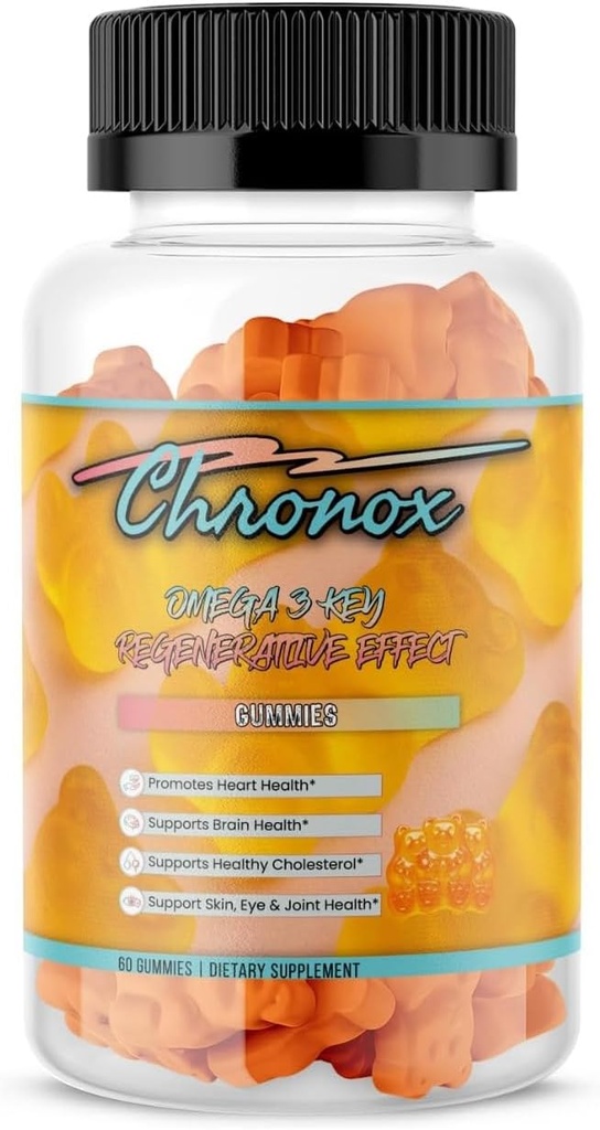 Cronox Orange Flavor Omega 3 Fish Oil Gummies per adulti - Delizioso Chewable Omega 3 Supplemento con Fish Oil - Pillole Alternative e Non OGM Gummies per la salute quotidiana - (60 Conte)