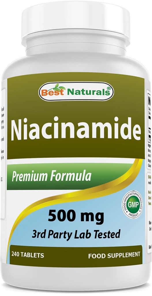 I migliori naturali Niacinamide 500mg 240 compresse (Adatto per vegetariano) - Forma non frizzante di niacina (Vitamina B3)