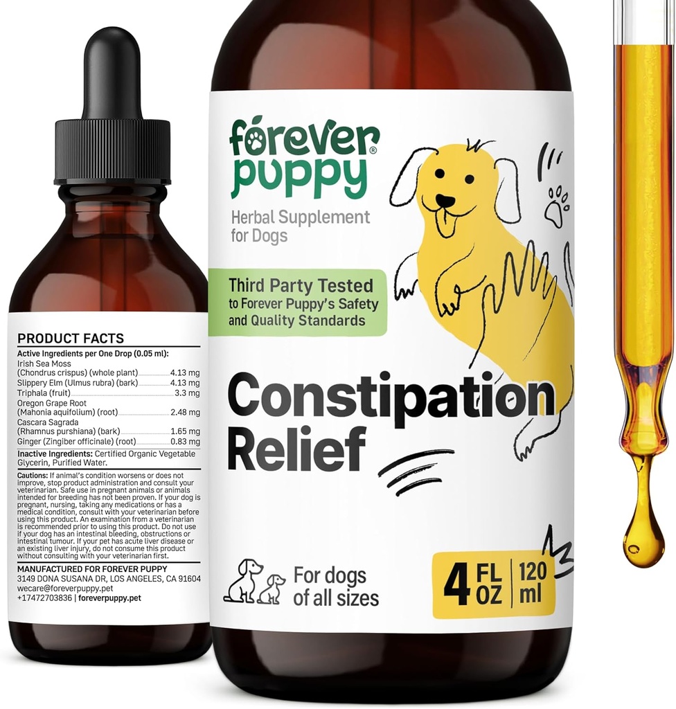Forever Puppy costipation Relief for Dogs - Sgabello Ease Dog Supplements - Sea Moss & Slippery Elm for Digestive Health - Vitamine e Integratori per la costipazione - Tutte le razze e dimensioni - 4 oz