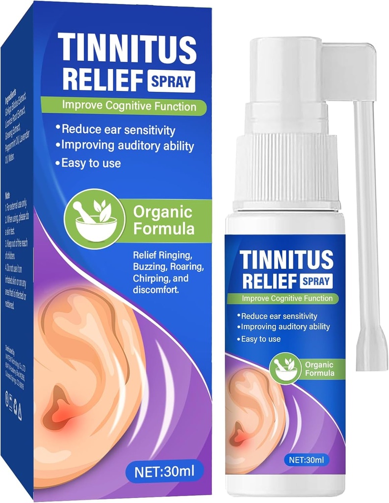 Tinnitus Rêliêf per anelli ears, efficace Tinnitus Rêliêf Spray per il trattamento di acufene, Ear Wax Removal Spray per Rêliêves Tinnitus, Ear Back, Ear Discomfort e Earache, 30 ml