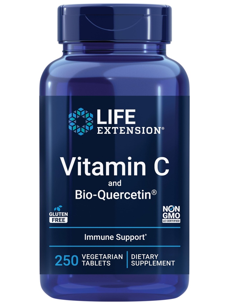 Estensione della vita Super Omega-3 Fish Oil, Sesamo & Olive Extract con Vitamina C & Bio-Quercetin Phytosome - 240 Softgels & 250 compresse