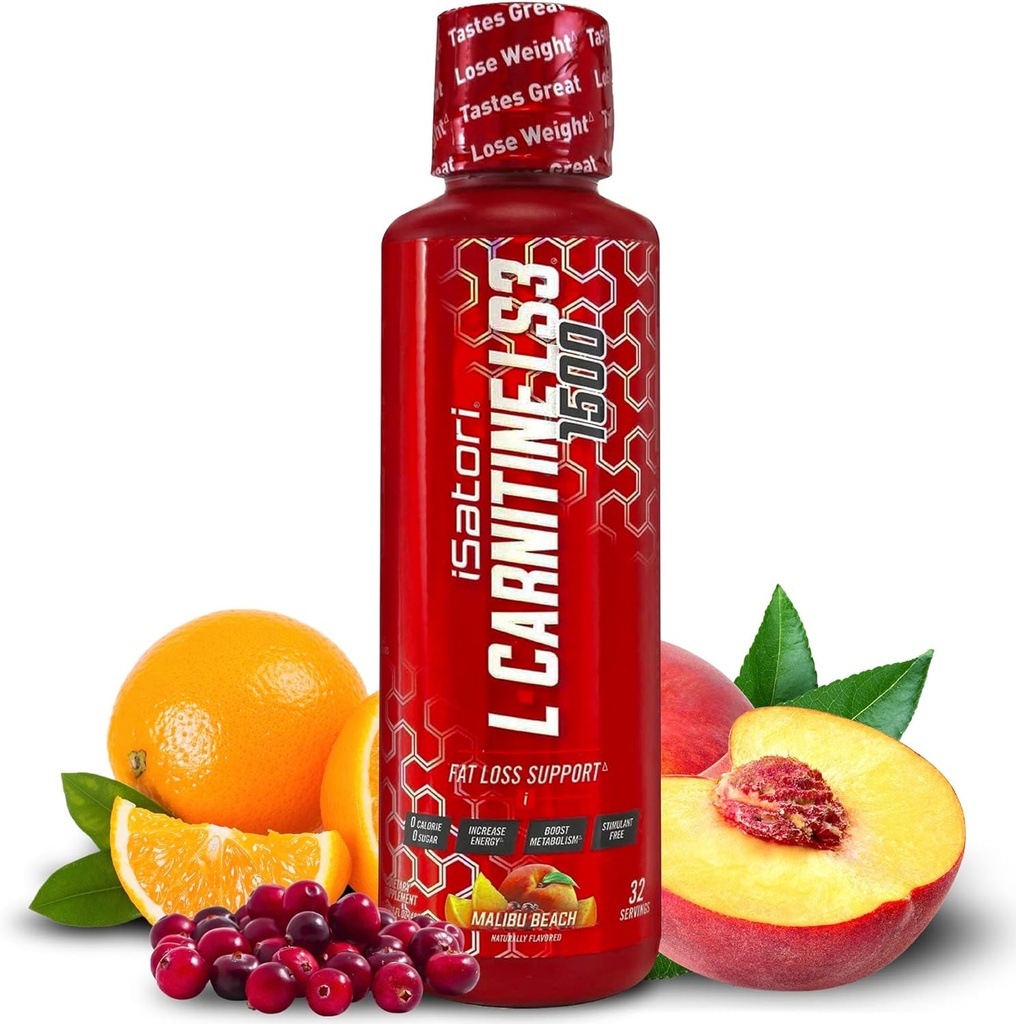 iSatori L-Carnitina LS3 1500, Supplemento Triple-Blend Liquid L Carnitina, con Acetil & Tartrate, Stimulant Free Energy, Calorie basse, Zucchero o Gluten, Keto-Friendly, Malibu Beach Flavor (32 Servings)