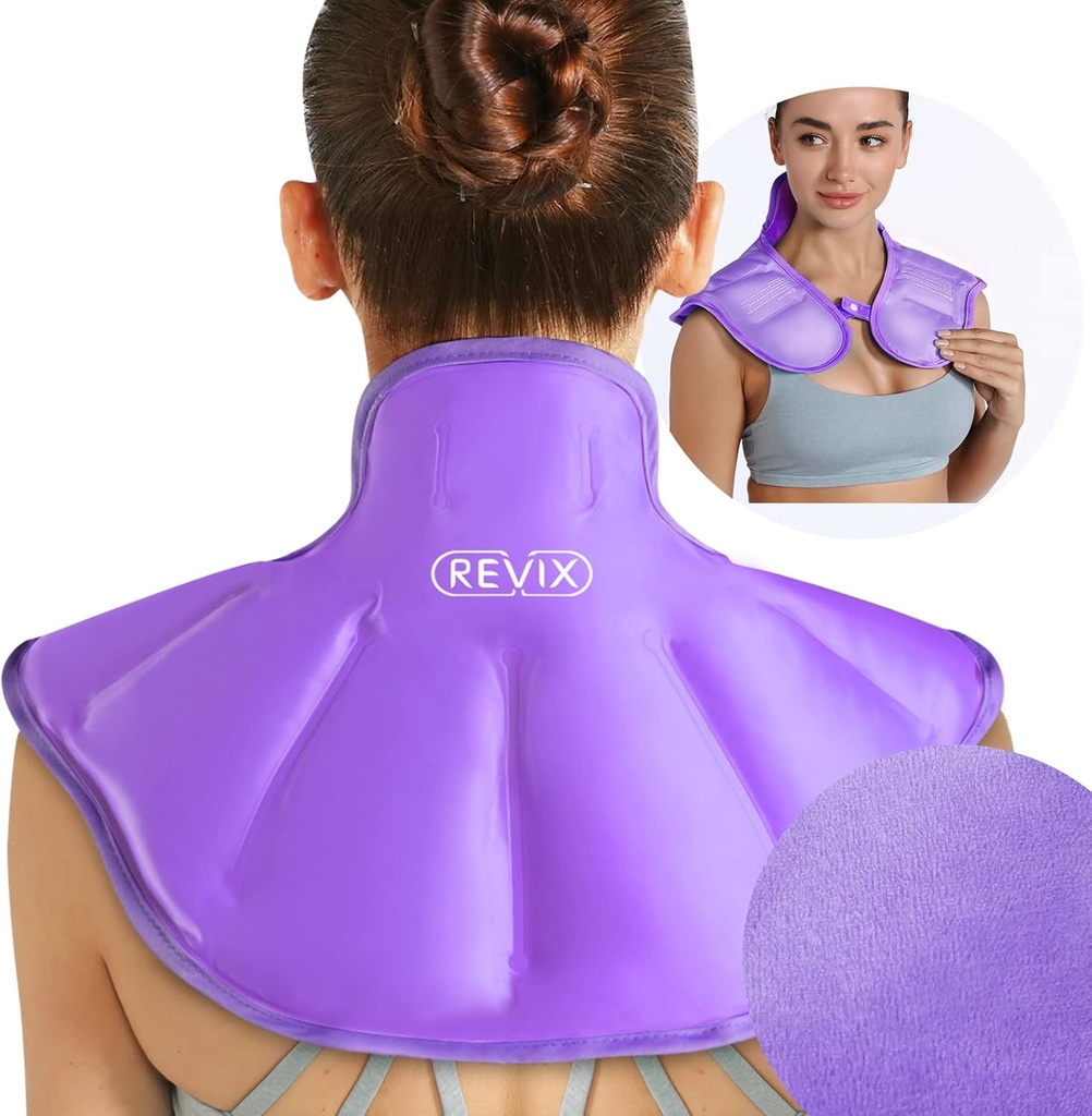 Pacchetto di ghiaccio della spalla REVIX Reusable Large Neck Shoulder Ice Pack Wrap per la stanchezza del retro superiore, Discomfort e Fatigue, Viola