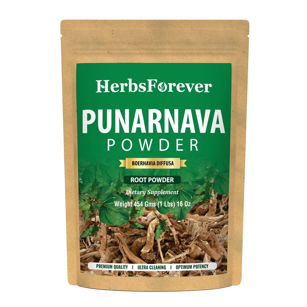 HerbsForever Punarnava Powder | Boerhaavia Diffusa | Ayurvedic Herbal Supplement | Supporti benessere generale | Non-GMO, Vegan | 454 GMS