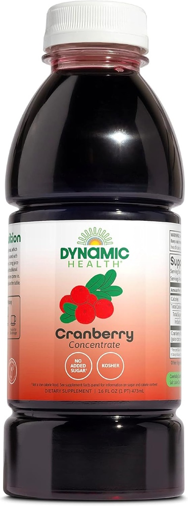 Dynamic Health Pure Cranberry non zuccherato 100% succo concentrato, naturale antiossidante supplemento, senza additivi, senza aggiunta di zucchero, senza riserve, 16 Serve, 16oz
