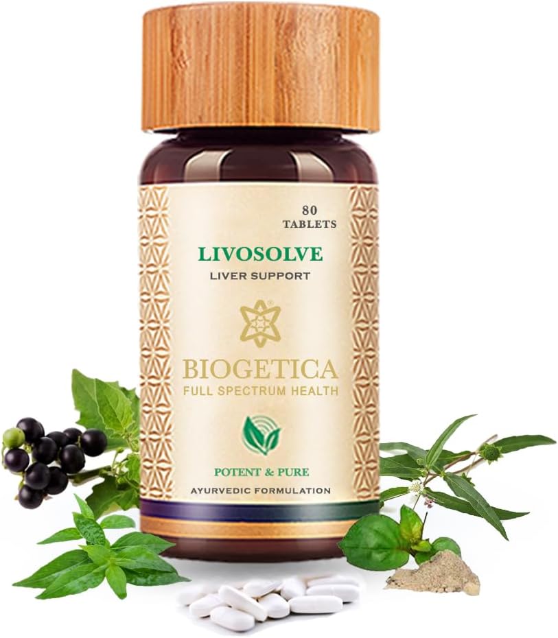 Biogetica Livosolve Integratore di erbe per la cura del fegato - Supporto totale del fegato, Cleanse & Detox, Protegge le cellule & Enzimi - 100% Vegan Non-GMO - 80 compresse