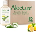 AloeCure USDA Organic Aloe Vera Juice Lemon Flavor - Fatto entro 12 ore di raccolto - Supplemento digestivo naturale per l'acidità di stomaco bilanciato - Sostegno Digestivo e Immune Salute, 12 Btls x 16.7oz