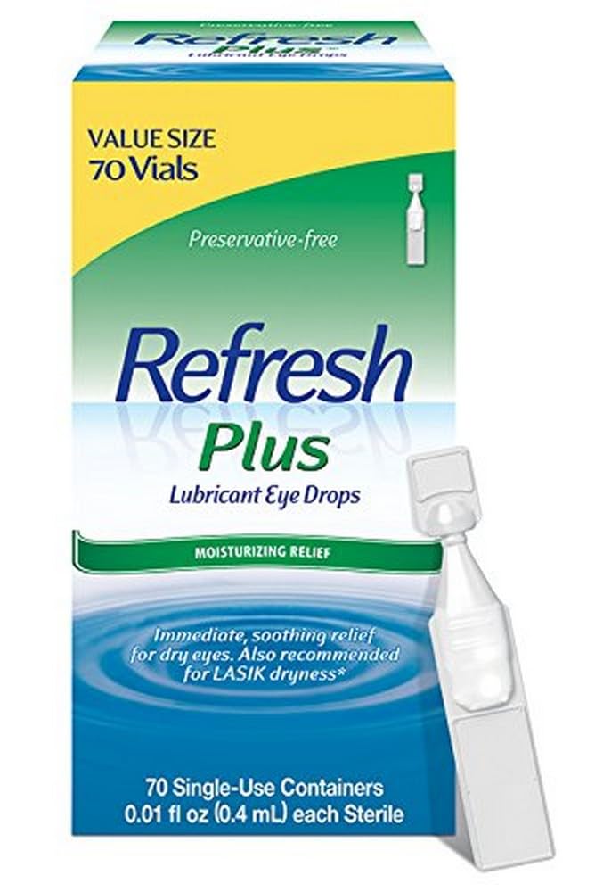 Rifiuti più gocce di occhio lubrificante per gli occhi secchi, senza riserve, dimensione del valore, 0,01 Fl Oz Contenitori ad uso singolo, 70 Conte