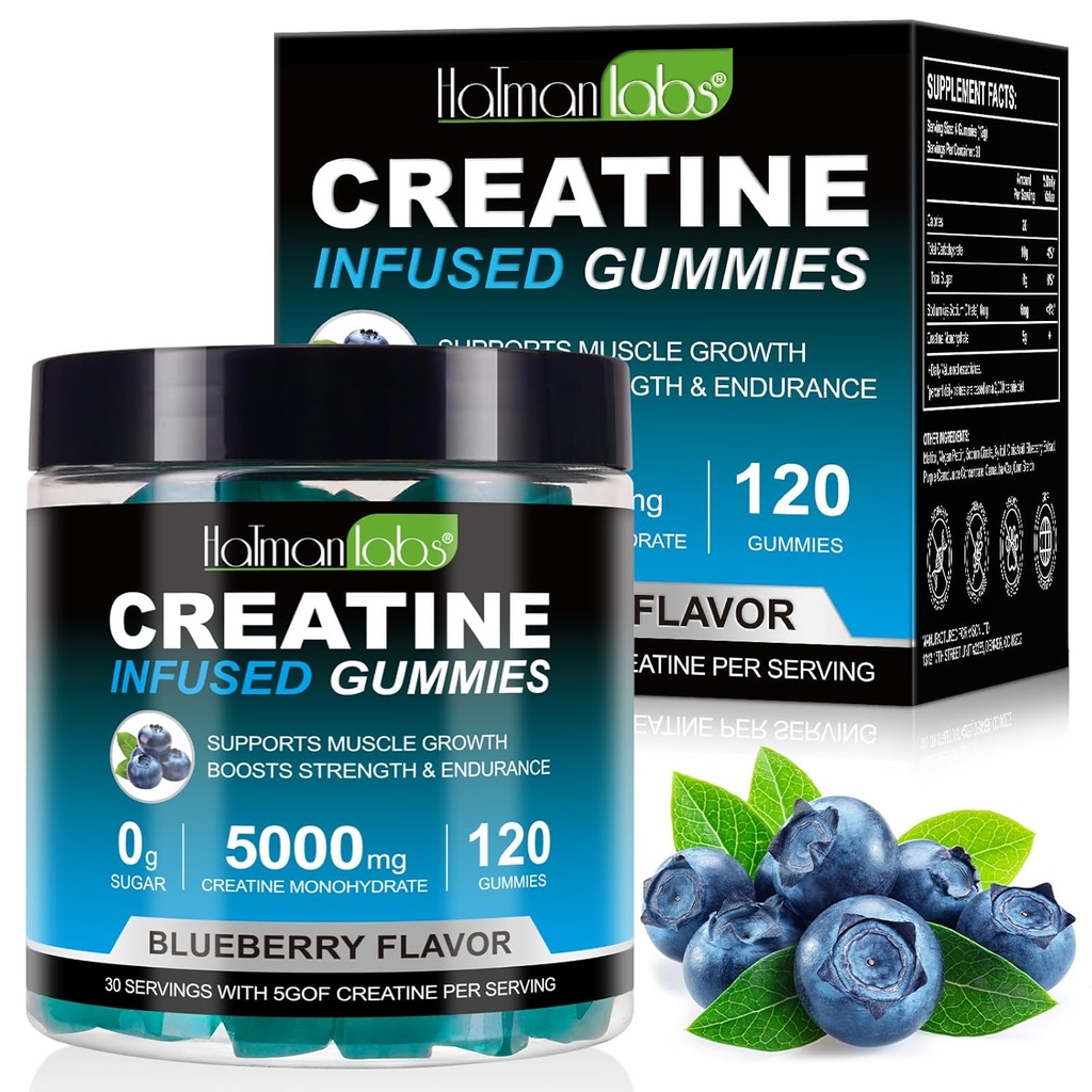 Creatina Gummies per uomini e donne - 120 Conte, 5000mg Creatina Monoidrato, Zucchero Zero, Muscolo Crescita & Forza Booster, Pre-Workout Energy Supplement
