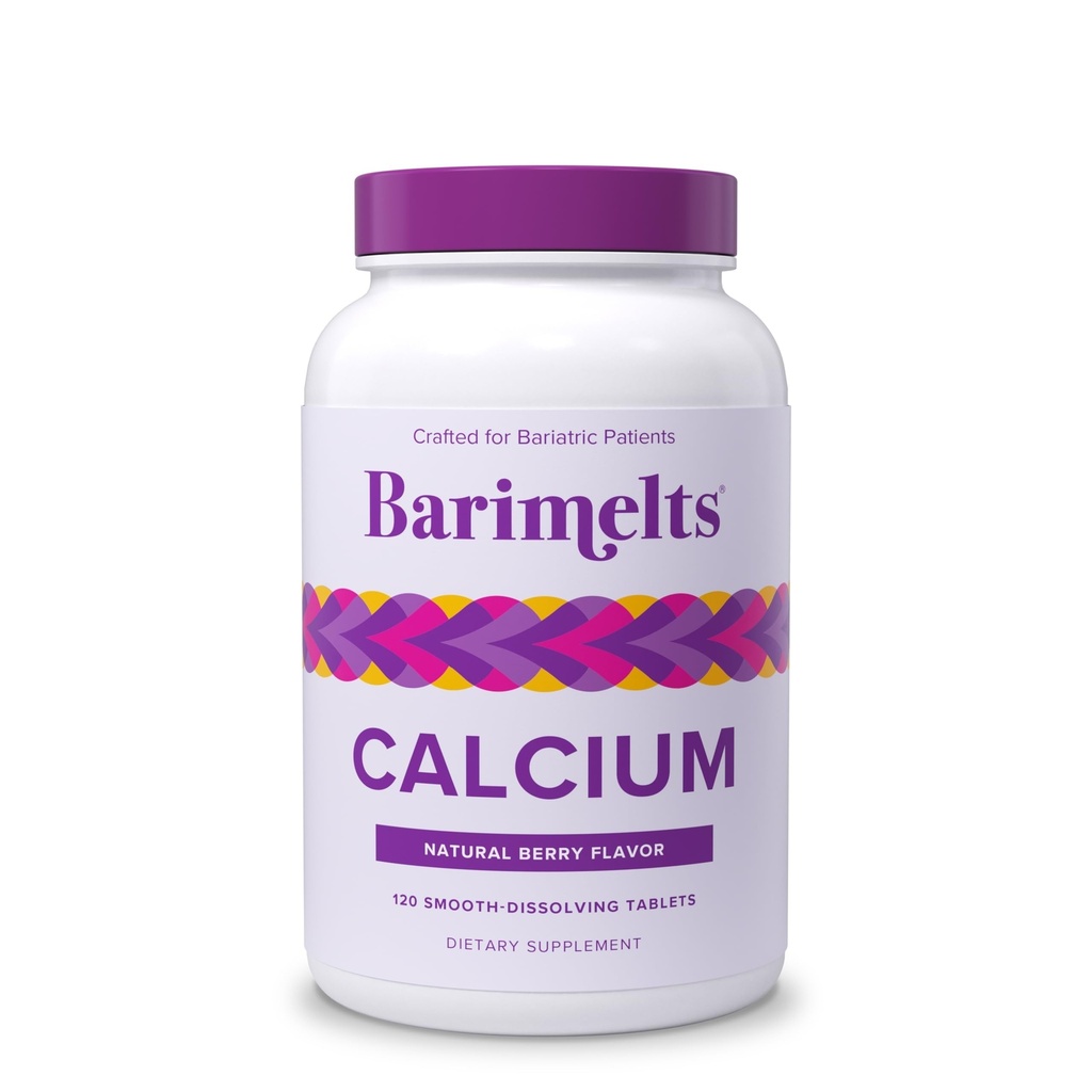 Citrato di calcio di Barimelts con vitamina D3 & Magnesio, 120 compresse dissolvente (alimentazione di 1 mese), integratori di calcio baratico per le donne, aroma naturale di bacche