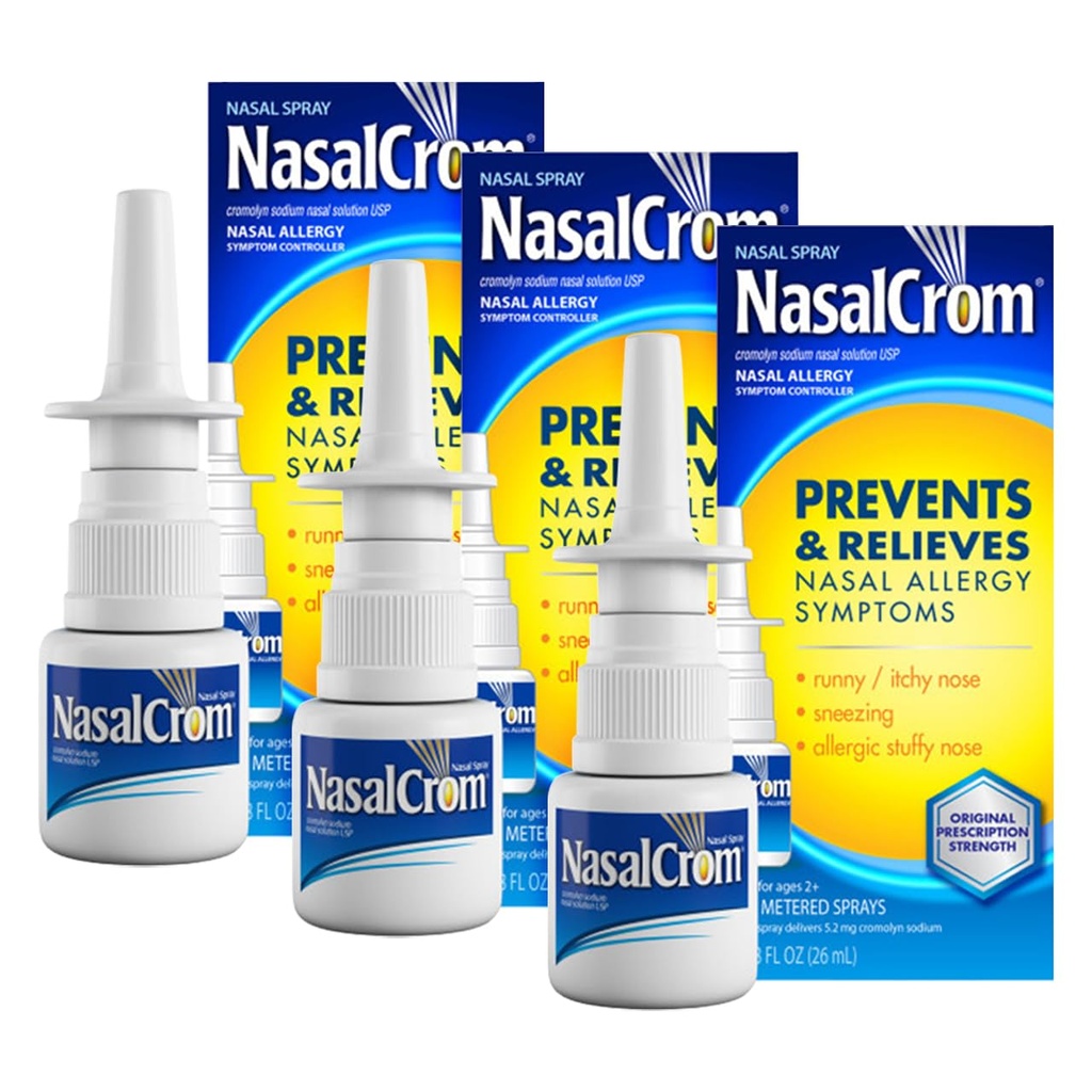 Regolatore del sintomo dell'allergia dello spray nasale di NasalCrom | 200 Spray | .88 FL OZ (3 Pack)
