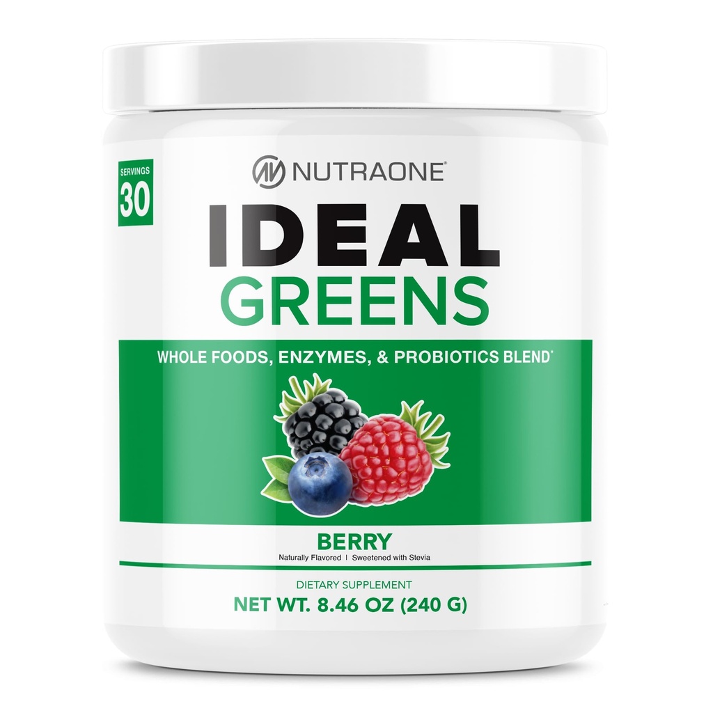 NutraOne Ideal Greens Antiossidante e Nutriente-Rich Superfood Greens Polvere Supplemento Berry- 30 Servings