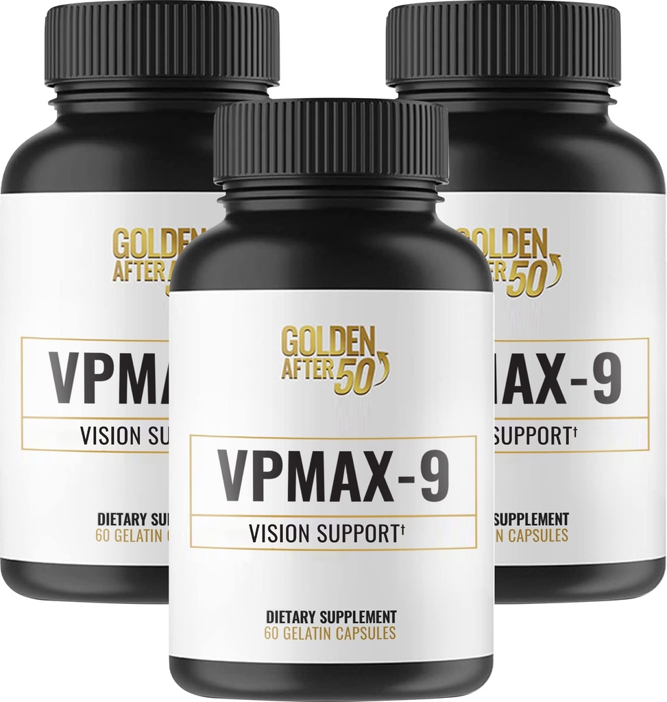 Oro Dopo 50 VpMax-9 - Prestazioni e Antiossidante Supplemento con Vitamine Occhiali, Luteina, Licopene e Estratto di Bilberry - 3 bottiglie